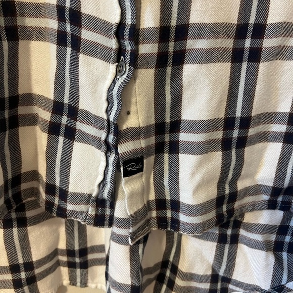 Rails X Free People Sleeveless Charli Vanilla/Navy Lightweight Plaid Top Medium - Picture 6 of 10